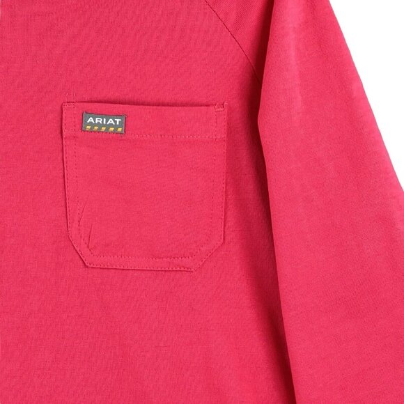 NWOT ARIAT REBAR Women's Coral Red Long Sleeve Hooded T-shirt Size Medium - Picture 4 of 13